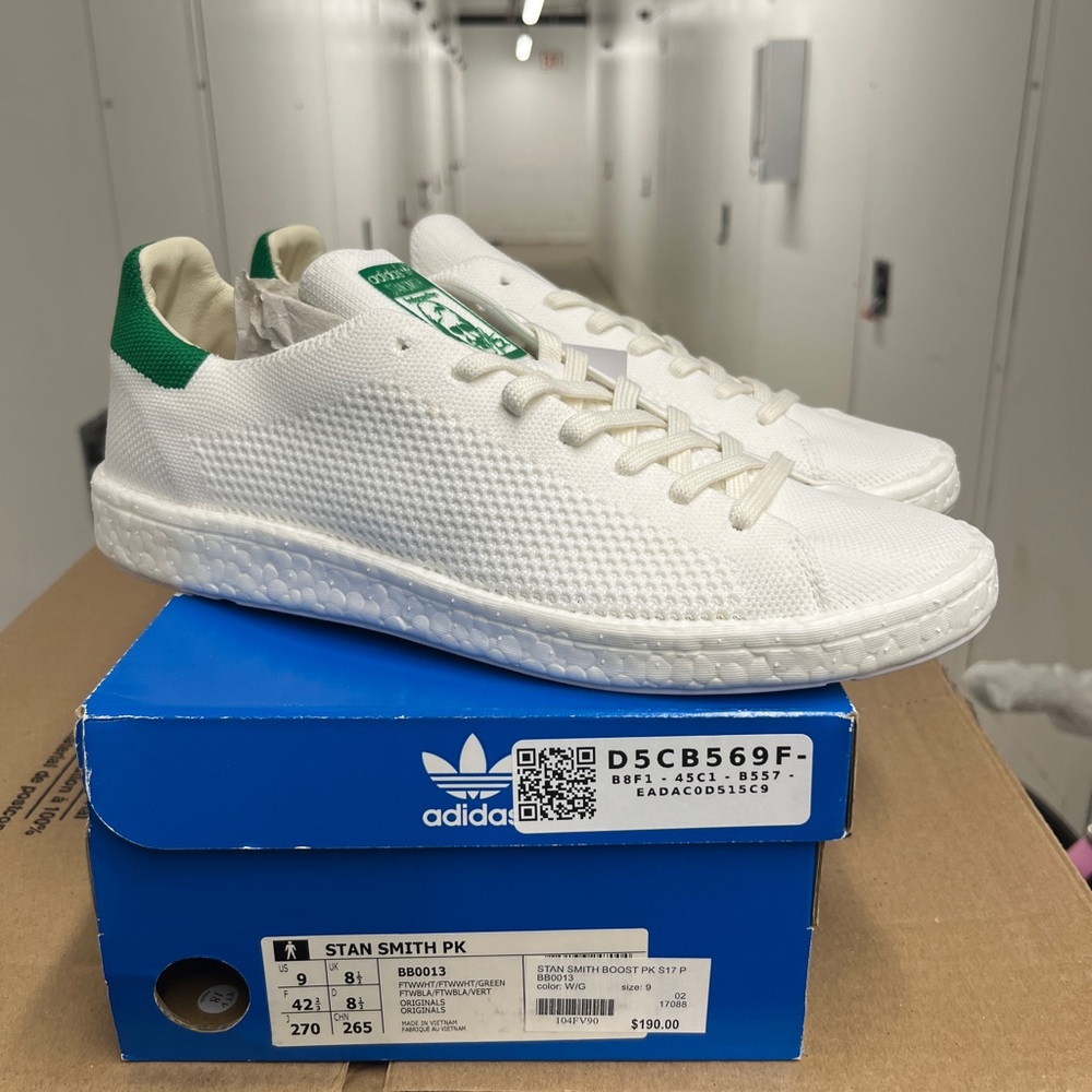 Adidas Stan Smith PK White and Green Sneakers